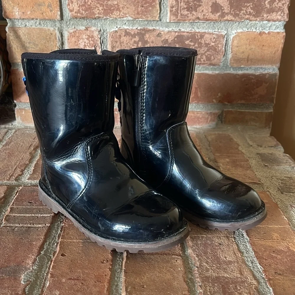 UGG Corene Black Patent Leather Toddler Boots